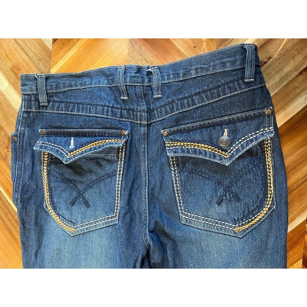 Phat‎ Farm Jeans Men's 36x34 90s Y2K Baggy Denim Wide Leg Thick Stitch Vintage